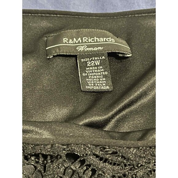 R&M Richards Dress Womens 22W Black Sleeveless Beaded Ruched Formal Gown Evening - Picture 3 of 9